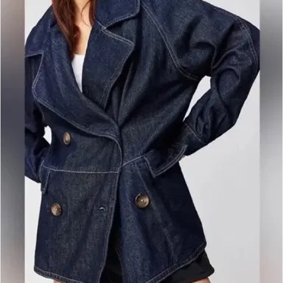 Free People Denim Car Coat - Picture 3 of 8